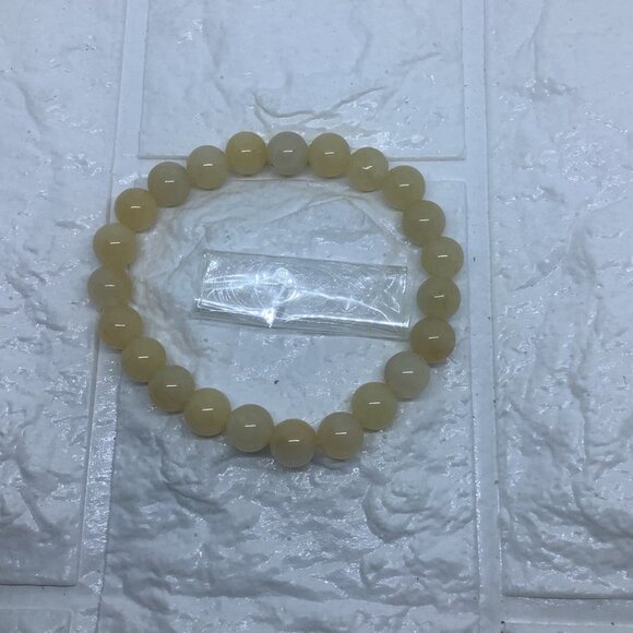Gemstone Natural Yellow Quartz Round Bead Ball 8MM Stretch Bracelet Unisex - Picture 3 of 6